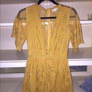 Yellow lace maxi dress